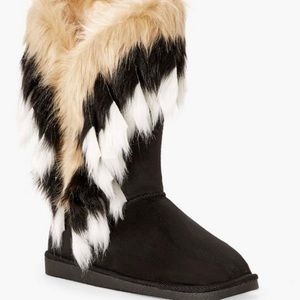 Just fab furry fuzzie multi color fur boots